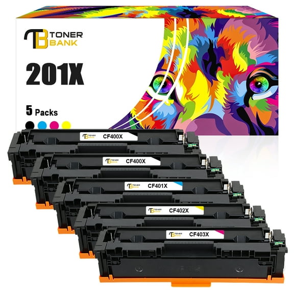 Toner Bank Compatible Toner Cartridge Replacement for HP 201X CF400X CF401X CF402X CF403X Color Pro MFP M277dw M252dw M277c6 M252 M277 Printer (Black Cyan Yellow Magenta, 5-Pack)