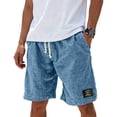thumbnail image 2 of Nestiefly Men's Cotton Linen Casual Shorts Elastic Waist Drawstring Summer Beach Shorts with Pockets Navy 5XL, 2 of 4