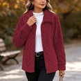 thumbnail image 4 of Edvintorg Outerwear for Women Plus Size Fleece Long Sleeve Zip up Jacket Fall Winter Loose Collared Coat with Pocket Women Clothing S-3XL Red, 4 of 7