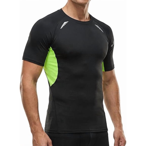 alpinario Men's Compression T-Shirt Moisture Wicking Breathable Short Sleeve Gym Workout High Elastic Dry Fit Baselayer Rash Guard Running Undershirt