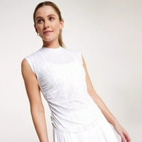 CALIA Women's Turn Sleeveless Crew Neck Golf Tee, Small, Cross Thatch Cool White