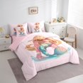 thumbnail image 3 of jejeloiu Letter A Monogrammed Twin Bedding Sets 7-Piece,Ocean Animal Mermaid Bedding Comforter Set,Pink Magic Sealife Sheet Sets For Child,Microfiber Room Decorative Reversible, 3 of 8