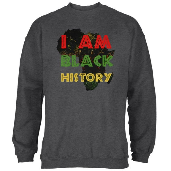 I am Black History Africa Distressed Mens Sweatshirt Deep Heather 2XL