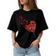 thumbnail image 5 of Camiseta de mujer, camisetas de manga corta, camisetas casuales, camiseta de cuello redondo con corazones rojos para el Día de San Valentín para mujer, 5 of 8