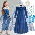 thumbnail image 3 of Disfraz de Elsa, reina de las nieves de Disney para niñas, vestido de Elsa, traje de cosplay de Frozen, disfraz de princesa de las nieves, traje de fiesta de cumpleaños de Halloween, 3 of 5