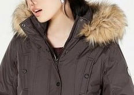 MADDEN GIRL Womens Green Faux Fur Hooded Parka Winter Jacket Coat Juniors L - image 2 of 3