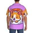 thumbnail image 5 of Sigee Corgi In Sushi Roll Print Men's Shirts Casual Button Down Short Sleeve Summer Beach Shirt Hawaiian Vacation Shirts Tee Shirt-Small, 5 of 7