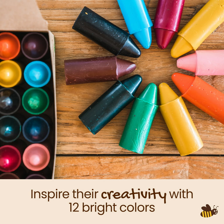 Honeysticks 100% Pure Beeswax Crayons - Jumbo Crayons for Toddlers, Kids -  Non Toxic, Food Grade Colours