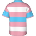 thumbnail image 2 of Transgender Pride Flag LGBT Mens Hawaiian Shirt Short Sleeve Casual Button Up Tropical Summer Beach Shirt, 2 of 9