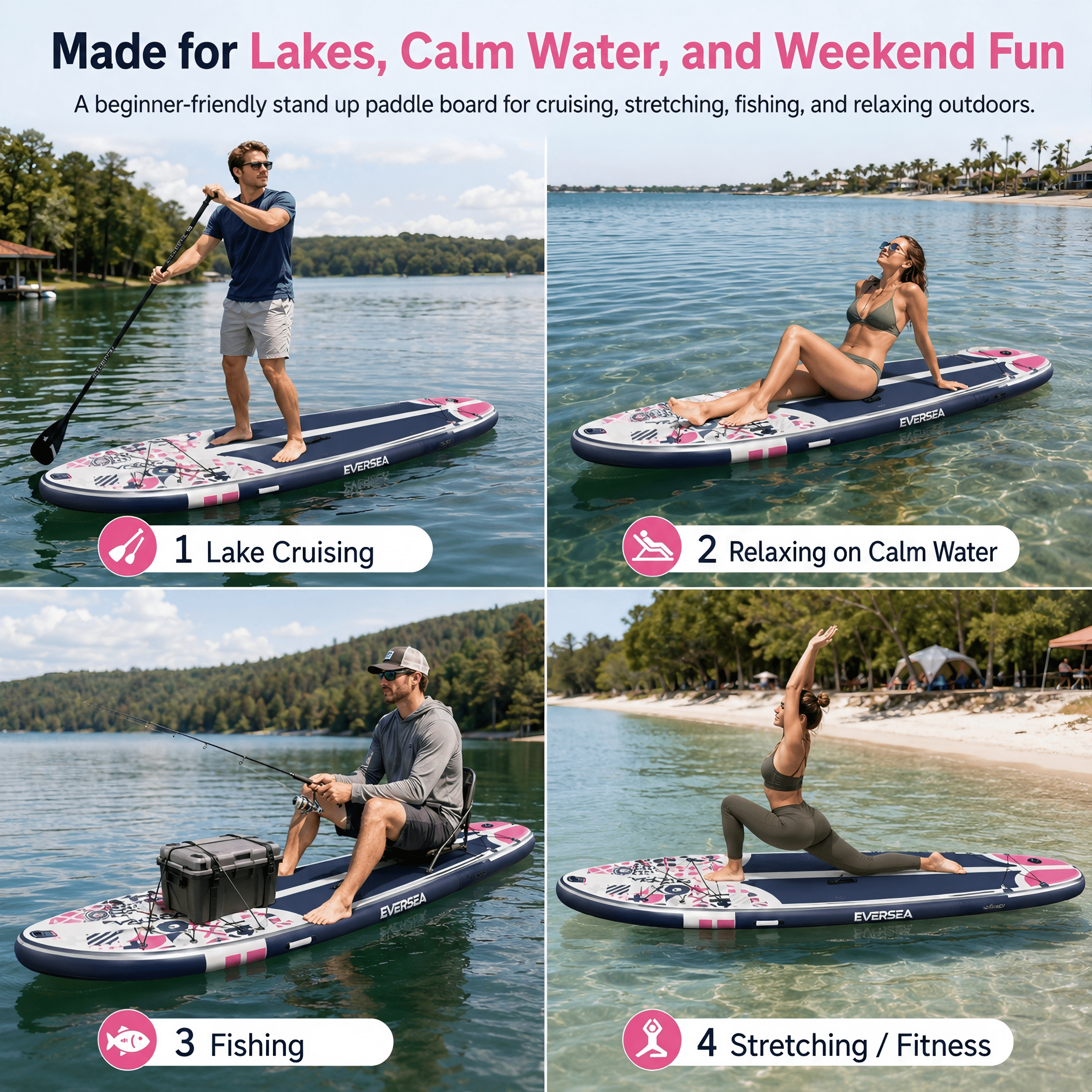 Rayocon Inflatable Paddle Board, 10ft Stand up SUP Board with Non-Slip EVA Deck, Stable Design and Premium Accessories