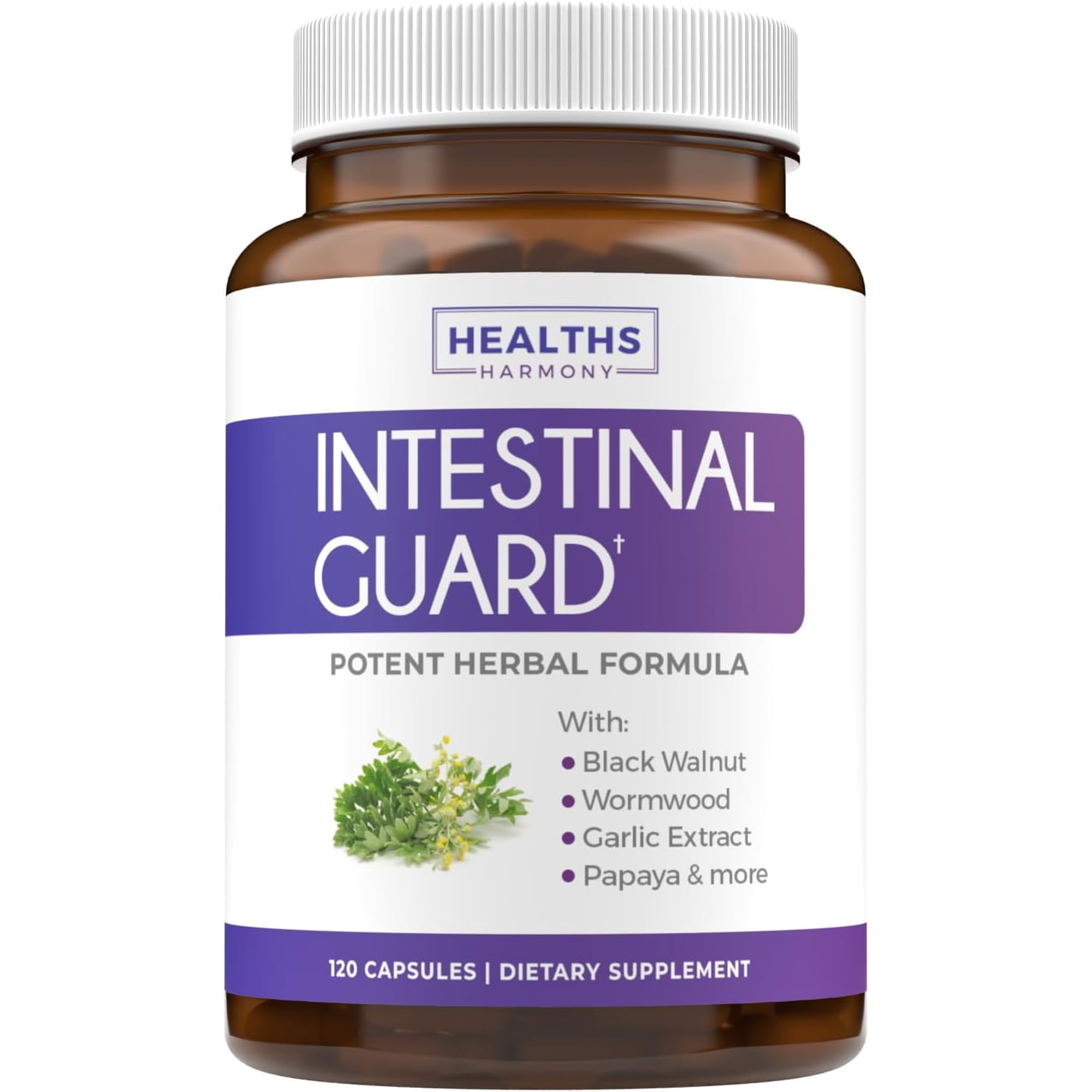 Healths Harmony Intestinal Guard Parasite Cleanse Supplement with Wormwood, Black Walnut, and More, 120 Capsules