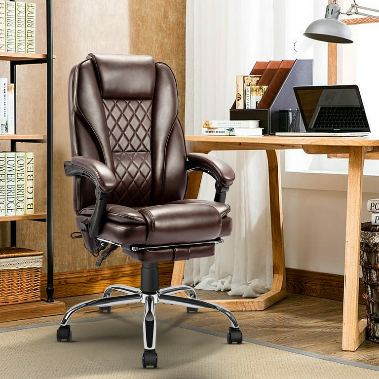 4-Point Massage Heating Ergonomic Office Chair with Infinite Reclining  Backrest, Retractable Footrest & Lumbar Pillow, Black