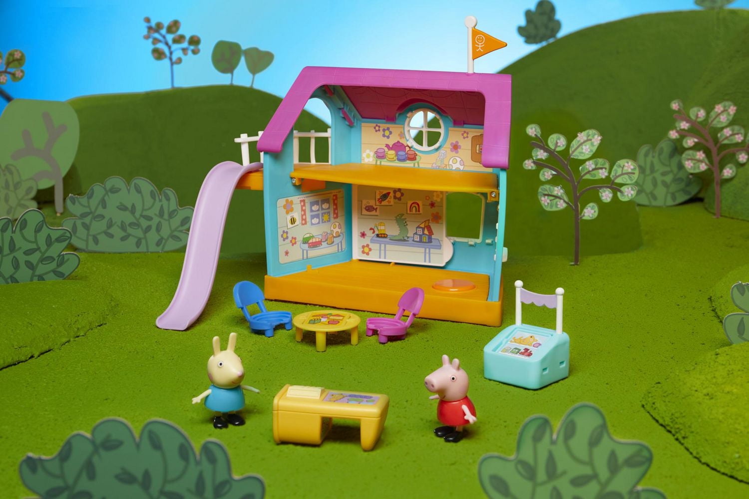 Peppa Pig Peppa’s Club Peppa’s Kids-Only Clubhouse Playset Preschool Toy; Sound Effects; Includes 2 Figures, 7 Accessories; Ages 3 and Up