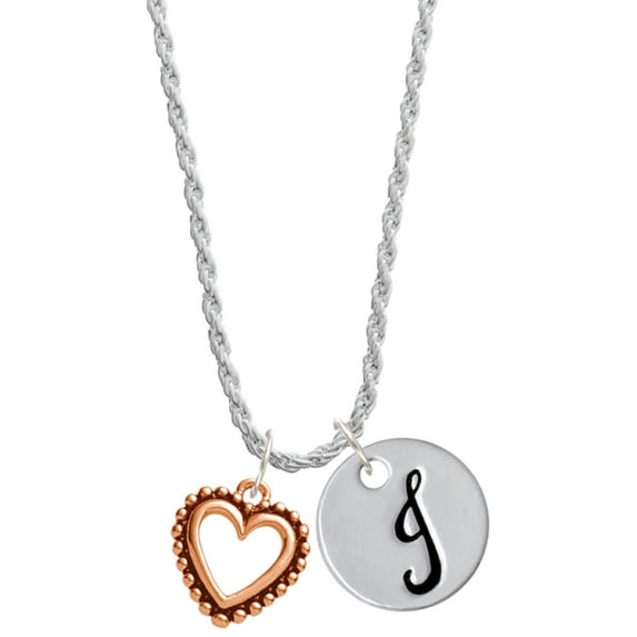 Delight Jewelry Rose Goldtone Open Heart Silvertone Script Initial Disc - J - Charm Necklace, 20"+3"