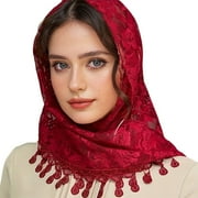Aellinatey Traditional Tassels Lace Head Scarf Women Headwrap Catholic Chapel Bridal Veils