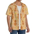 thumbnail image 4 of Naloa Pineapples Men's Loose Fit Cuban Collar Short-Sleeve Shirt with Button-down and Chest Pocket for Everyday Wear Outings - XX-Large, 4 of 7