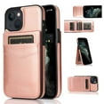 thumbnail image 6 of iPhone 13 Case, Leather Wallet Case iPhone 13 6.1", PU Leather Case, Built in Stand Wallet Credit Card Holder Case 5 Card Slots Case For Apple iPhone 13, Pink, 6 of 10