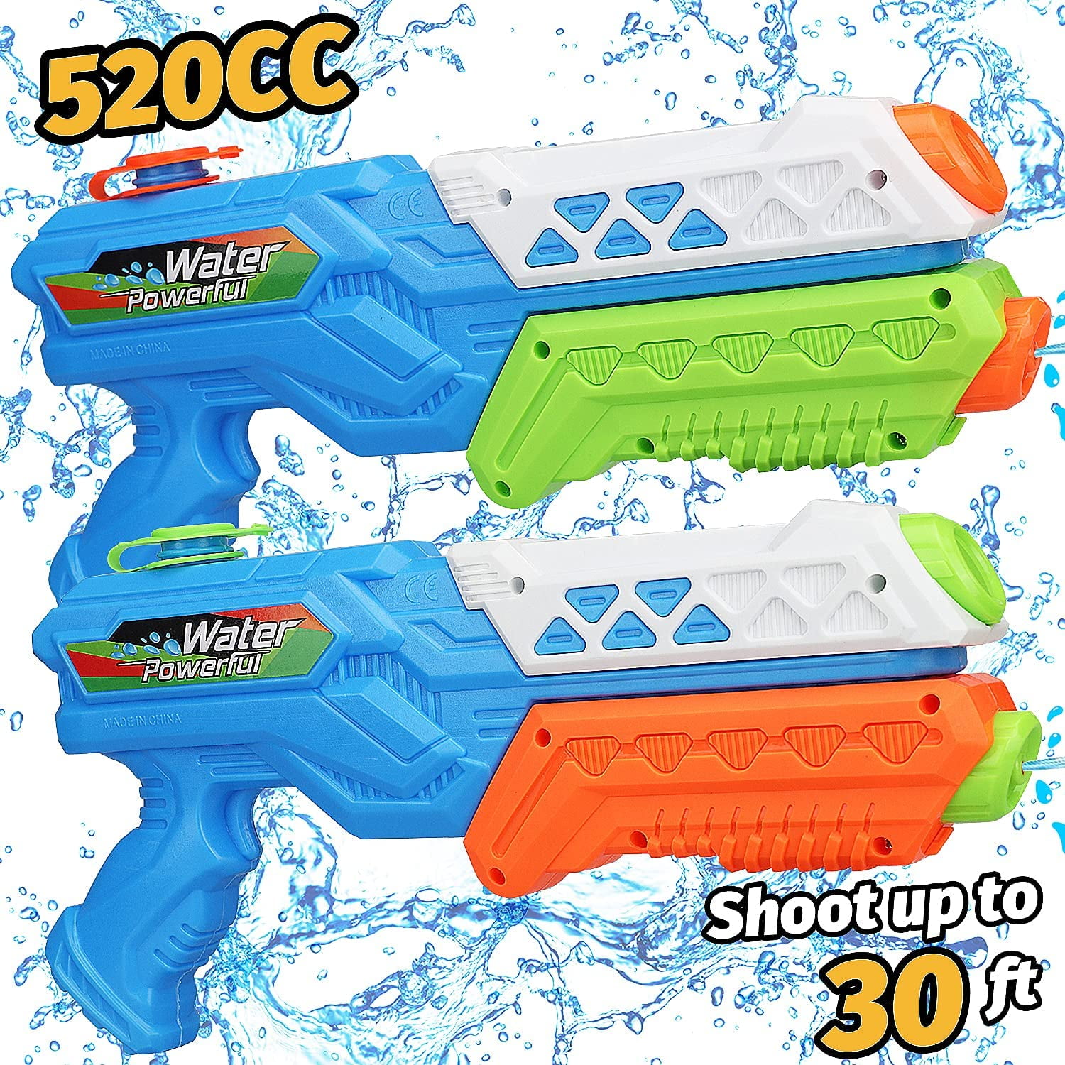 TOY Life 2 Pack Super Soaker Water Guns - Large 520cc, Leakproof