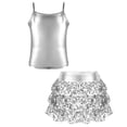 thumbnail image 5 of iiniim Kids Girls Hip Hop Jazz Modern Dance Clothes Camisole Tank Top with Seuqins Skirted Set Silver 6, 5 of 7