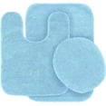 thumbnail image 2 of 3 Pieces Non Slip Fluffy Shaggy Chenille Light Blue #6 Color U- Shape Toilet Bath Mats for Bathroom Tub Shower, 2 of 3
