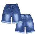 thumbnail image 5 of Uobin Women's Bermuda Jean Shorts Casual High Waisted Folding Hem Straight Leg Denim Shorts, 5 of 9
