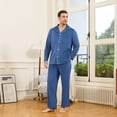 thumbnail image 4 of EK4YDNDS Mens Pajama Set, Comfy Flannel PJS Set for Men Lounge Warm Sleepwear（BLUE GREY, L）, 4 of 5
