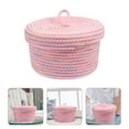thumbnail image 2 of 1PC Delicate Cotton Rope Woven Household Desktop Storage Basket with Lid, 2 of 8