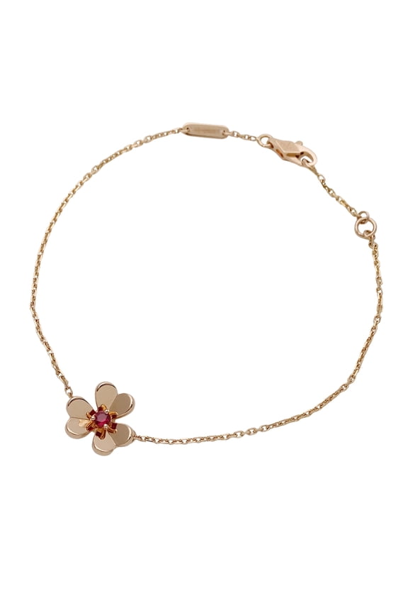 Pre-Owned Van Cleef & Arpels women's bracelet, 750PG ruby, Frivole Mini, pink gold jewelry.