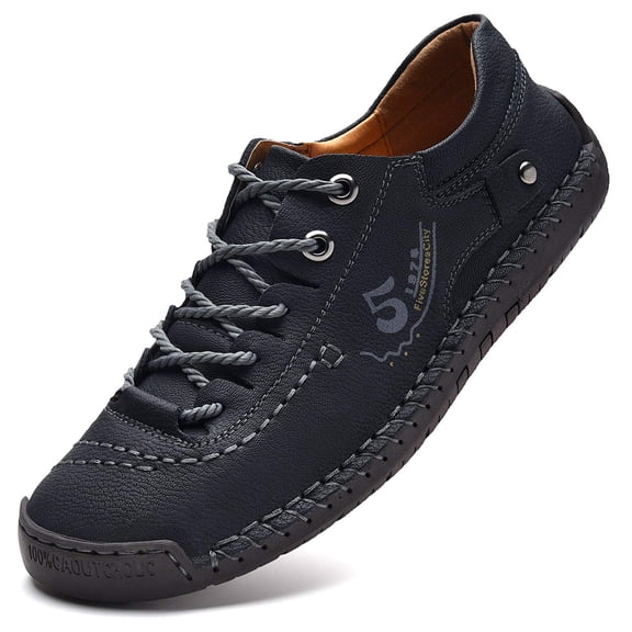 Mens Casual Dress Shoes Leather Sneakers Lightweight Comfortable Hand Made Flats Classic Shoes for Walking Business Working Office Travel Driving Footwear