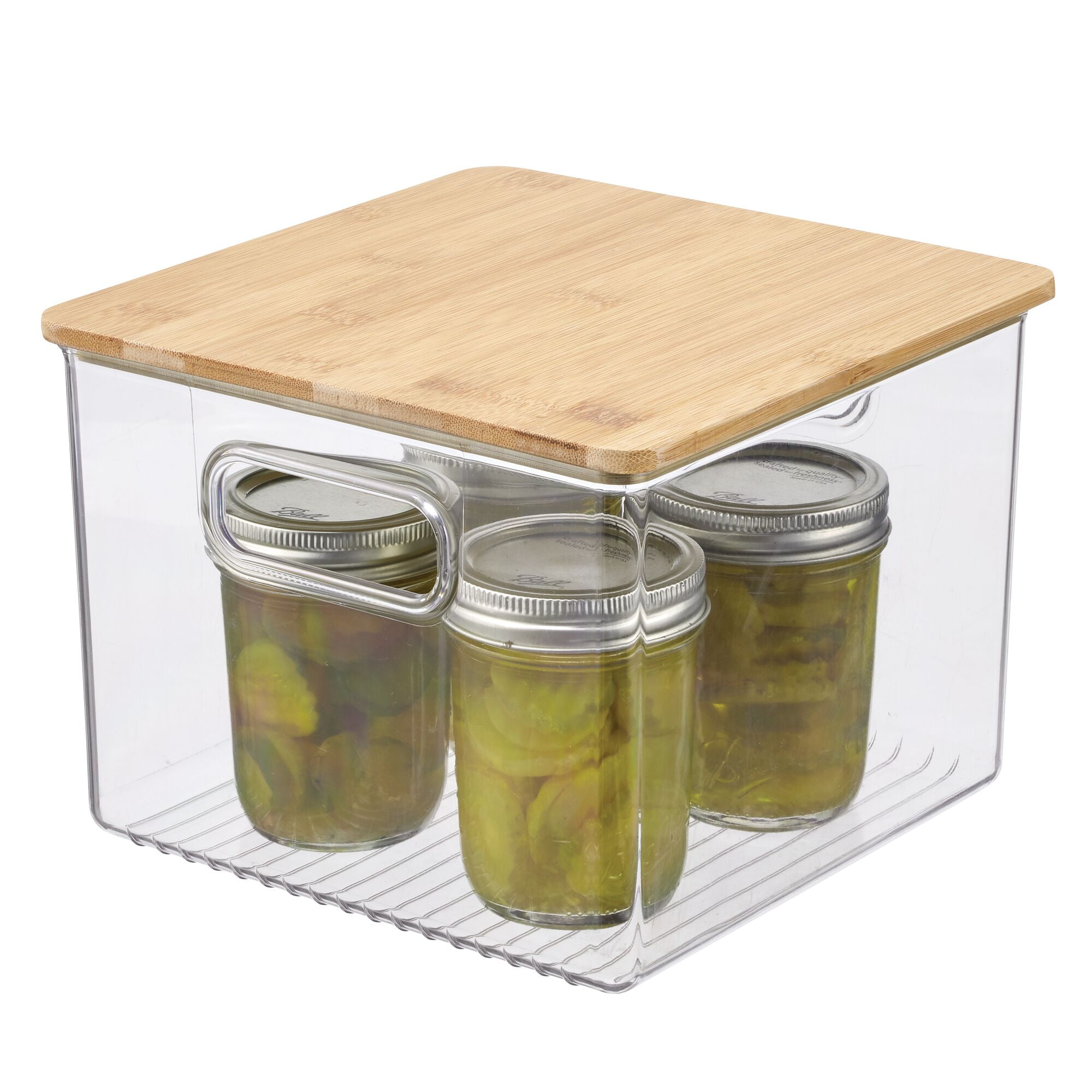 mDesign Formbu Natural Bamboo Kitchen Storage Bin Container Organizer Box, 4 Pack - 4 x 4 x 2.36