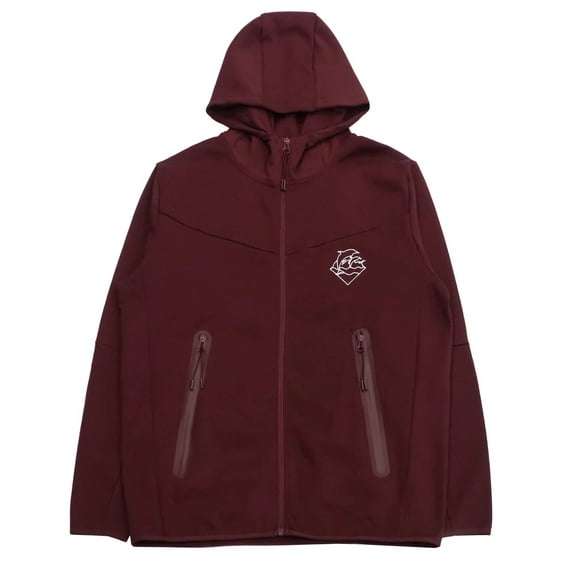 Pink Dolphin Men's Wave Zip Up Activewear Hoodie Jacket (X-Large, Burgundy/White)