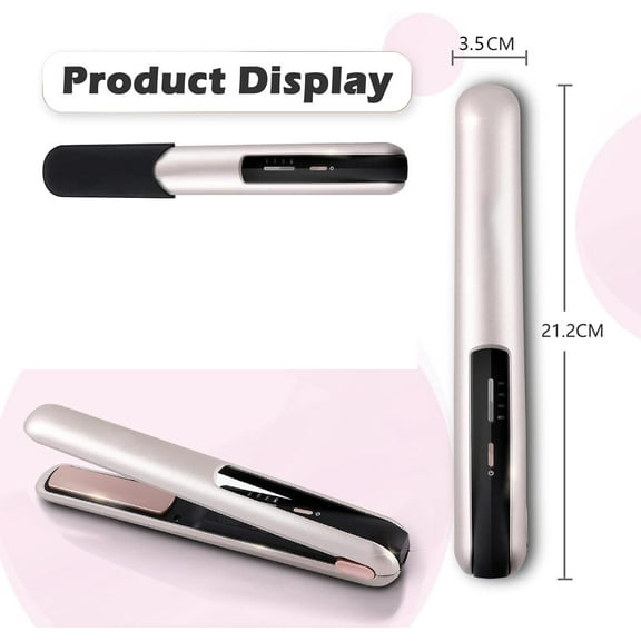 Rechargeable Travel Straightener 3 Heating Modes Fast Heat up Rosegol (Rose Gold)