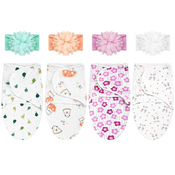 Paquete de 4 Mantas para Bebé Bunnycool para Recién Nacidos con Vinchas