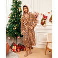 thumbnail image 3 of VULCANODON Mens Robe with Hood, Fleece Bathrobe Plush Robes for Men（Khaki，XX-3X-Large）, 3 of 6