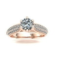 thumbnail image 2 of Natural 1.5ct Round Cut Diamond Prong Bridal Trellis Fancy Anniversary Ring Band Solid 14K Gold GH SI2, 2 of 3
