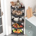 thumbnail image 6 of Chanana 5-Tier Bathroom Corner Shelf with Wheels, Adjustable Height, No-Drill Storage, Black, 6 of 9