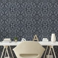 thumbnail image 2 of Ambesonne, Oriental Floral Peel & Stick Wallpaper for Home, Damask Bloom Ethno, 13"x100", Charcoal Grey and Ceil Blue, 2 of 5