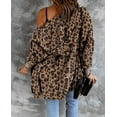 thumbnail image 3 of Women's Leopard Soft Fleece Hooded Open Front Coat, 3 of 14