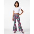 thumbnail image 3 of 7-8Y Girls Colored Flared Pants Digital Print Trousers Slim-Fit Wide Leg Flare for Spring Summer Autumn, 3 of 6