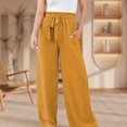 thumbnail image 4 of Pantalones Elegantes Pantalones plisados ​​cómodos de lino de algodón Traje de dama de oficina de damas sueltas (Amarillo XXL) Cgtredaw para Mujer Amarillo T S, 4 of 6