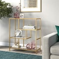 thumbnail image 4 of Pemberly Row Modern / Contemporary 40" Tall Brass Finish Bookcase, 4 of 8