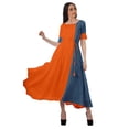 thumbnail image 2 of Moomaya Women Printed Short Sleeve Viscose Santoon Drawstring Waist Midi Dress, 2 of 5
