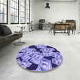 thumbnail image 4 of Ahgly Company Machine Washable Indoor Round Transitional Mauve Purple Area Rugs, 3' Round, 4 of 7