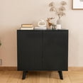 thumbnail image 1 of Wirrytor Buffet Bahut Cannelé Noir avec 2 Portes, Armoire de Rangement d'Accent en Bois, Petite Crédence pour Cuisine, Salle à Manger, Salon, Entrée (Noir), 1 of 8