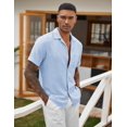 thumbnail image 4 of COOFANDY Mens Casual Short Sleeve Button Down Shirts Cuban Linen Textured Shirt Summer Beach Wear, 4 of 6