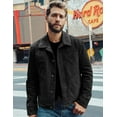 thumbnail image 4 of FLAVOR Men's Suede Leather Jacket Trucker Coat (Large, Black), 4 of 6