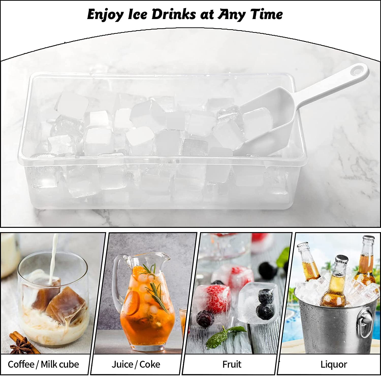  GVsmart Ice Cube Tray for Freezer, Silicone Ice Trays with Lid  and Bin, 2 Pack Round Ice Ball Maker Mold, Easy-Release & Flexible 44-Ice  Cube Trays, Sphere Ice Makers for Whiskey