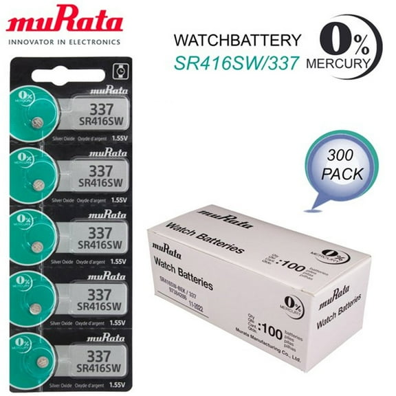 300 x Murata 337 watch battery 1.55V SR416SW SR416 SR 416 SW V 337 BATTERY