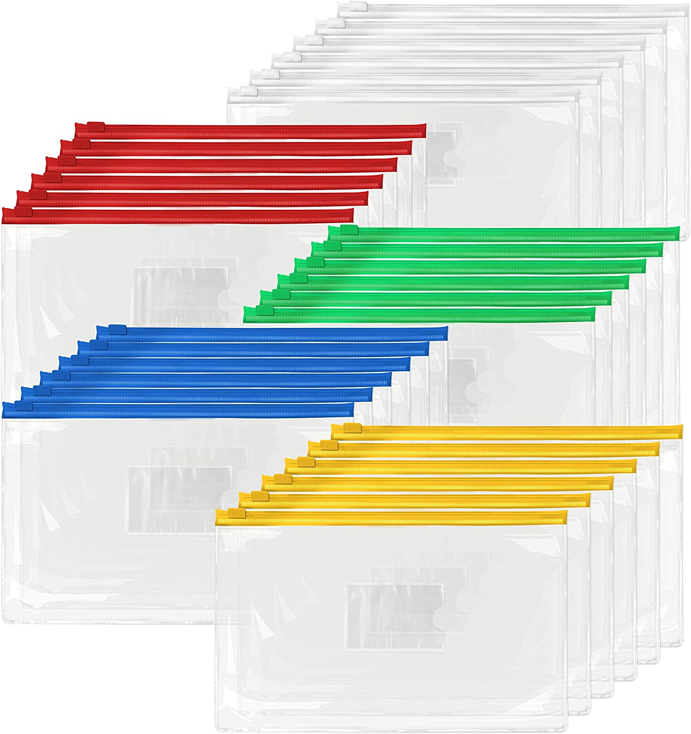 KZKR 25pcs Plastic Envelopes Zip Envelopes Files Zipper Folders, A4