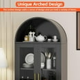 thumbnail image 4 of 72.83''H Black Arched Display Cabinet with Glass Doors,Metal Bookcase with 1 Drawer for Home Office, Assembly Required,Black, 4 of 9